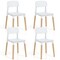 Costway Dining Side Chairs Set of 4 with Ergonomic Backrest Wide Seat & Sturdy Wooden Legs Black/White